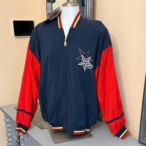 Vintage FILA 12 Ladies Heritage Micro Warm-Up Navy Red Bomber Jacket